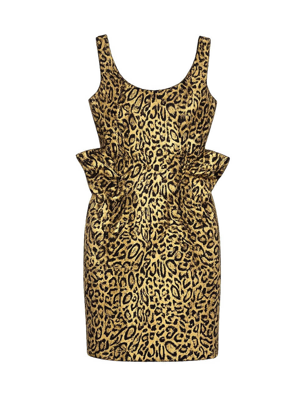 Vintage Gold Cat Print Mini Dress